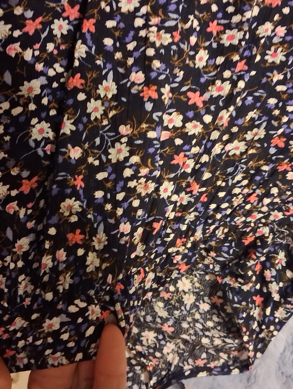 Easel Floral Navy Summer Slip Dress with Lace Trim And Adjustable Straps (Meas) - Picture 9 of 12